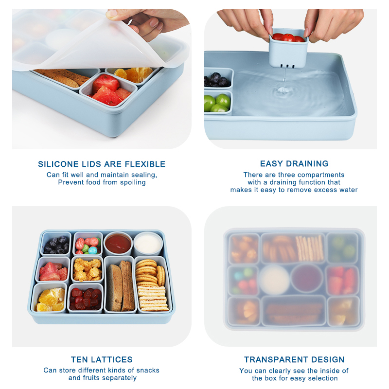Silicone Kids Lunch Box - Divided Snack Container, Portable
