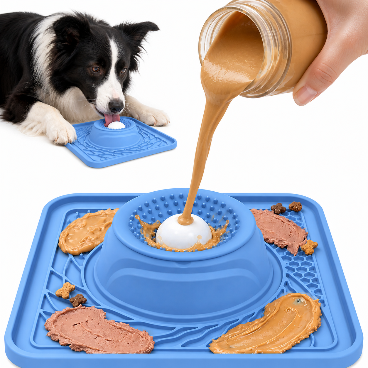 Silicone Slow Feeder Dog Bowl - Anti-Slip with Suction Cups