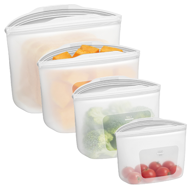 Reusable Silicone Food Storage Bags - Leakproof, BPA Free