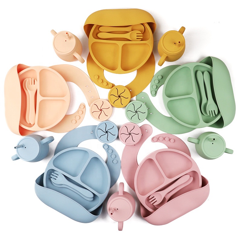 Silicone Divider Plate & Bowl Set with Spoon - for Kids