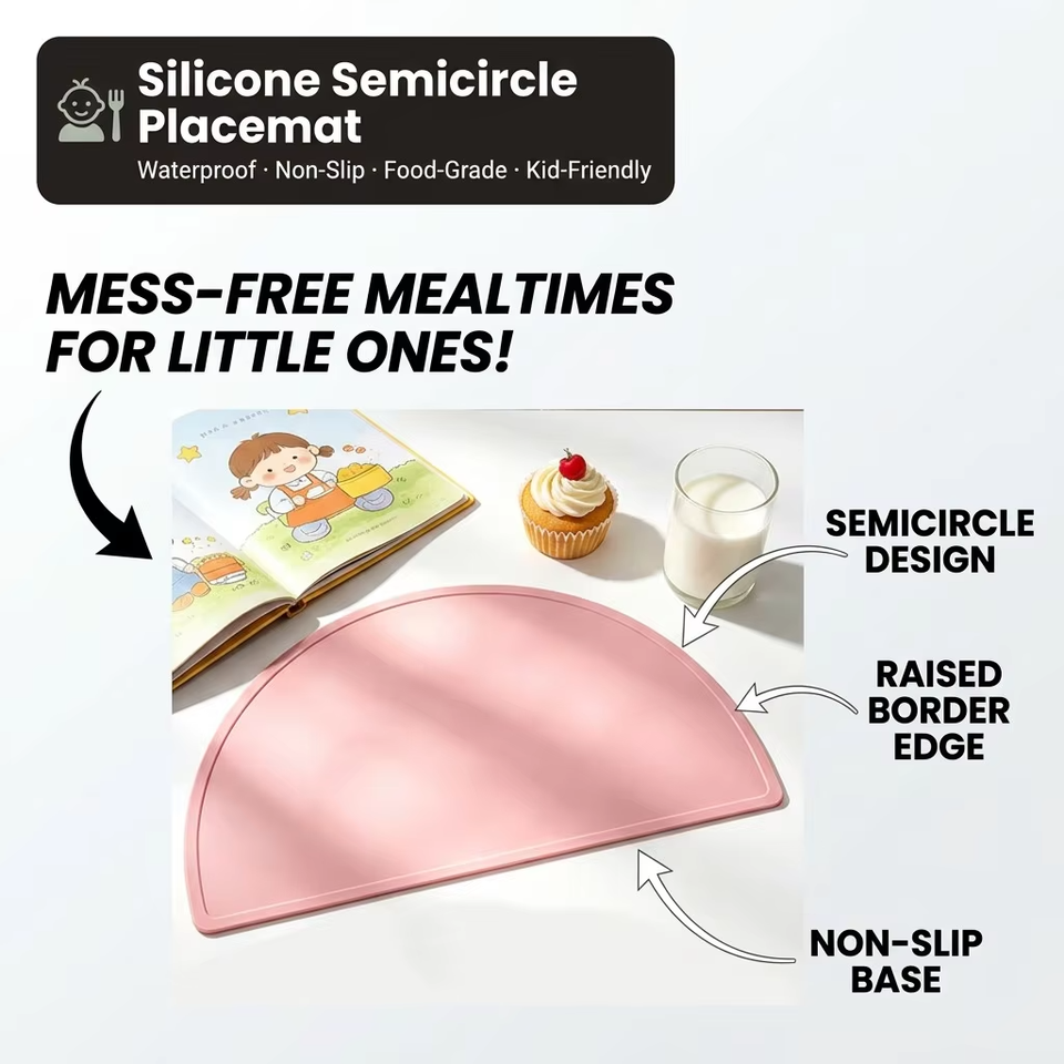 Wholesale Custom Classic Baby Round Silicone Placemat Custom Logo Colorful Food Grade Stain-resistant Kids Tableware Mat