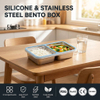 304 Stainless Steel 2 Compartments Leak Proof Bento Box Kids Metal Bento Lunch Box Containers Portable Lunch Box