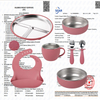 Wellfine Baby Tableware Set Food Grade Silicone Easy to Clean Stainless Steel Plate with Suction Set