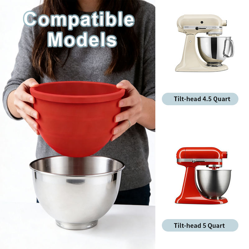 Silicone Bowl Liners for Tilt-Head 5 Quart KitchenAid Mixers Liners with Lids for KitchenAid Stand Mixers Silicone Bowl Liners