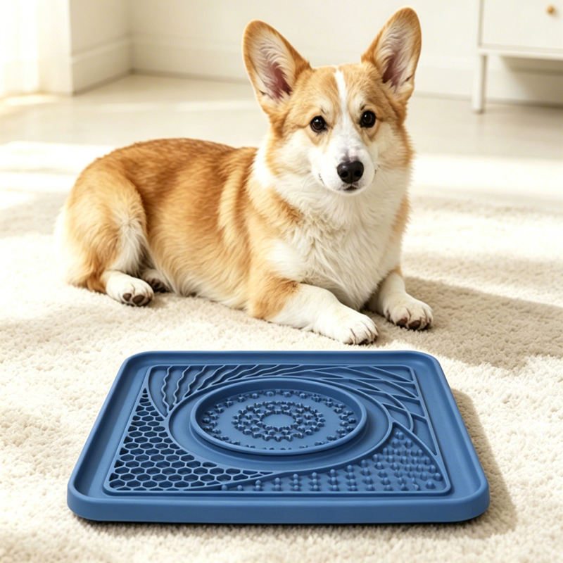 Food Grade Silicone Portable Lick Mat for Pets Slow Food Dispensing Pad Anti Skid Base Interactive Calming Treat