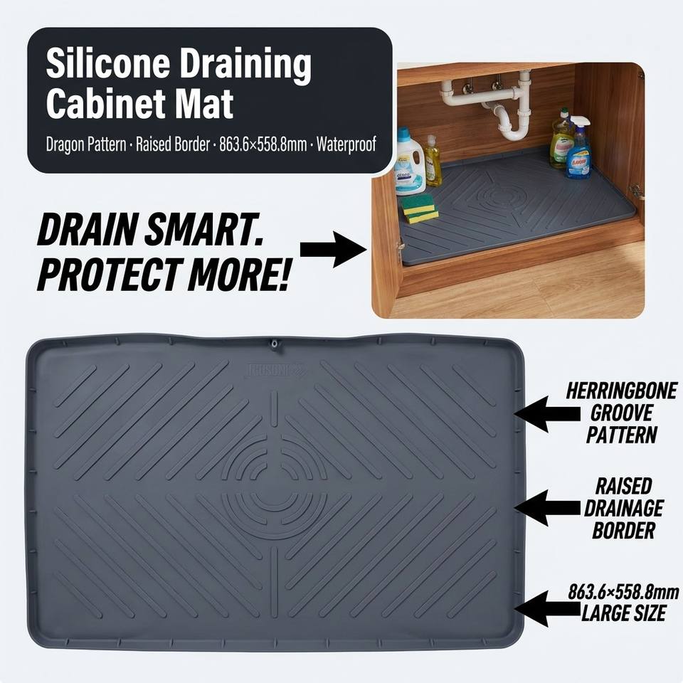 Classic Style Silicone Dish Drying Mat Custom Size Kitchen Sink Table Drain Pad Multi-Purpose Insulation Eco-Friendly