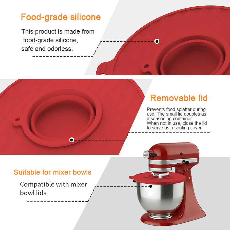 Silicone Bowl Liners Lid for Kitchenaid Mixers 5 Quart Mixing Bowl Liner Reusable Silicone Liner Bowls Mixer Lid for Bakery