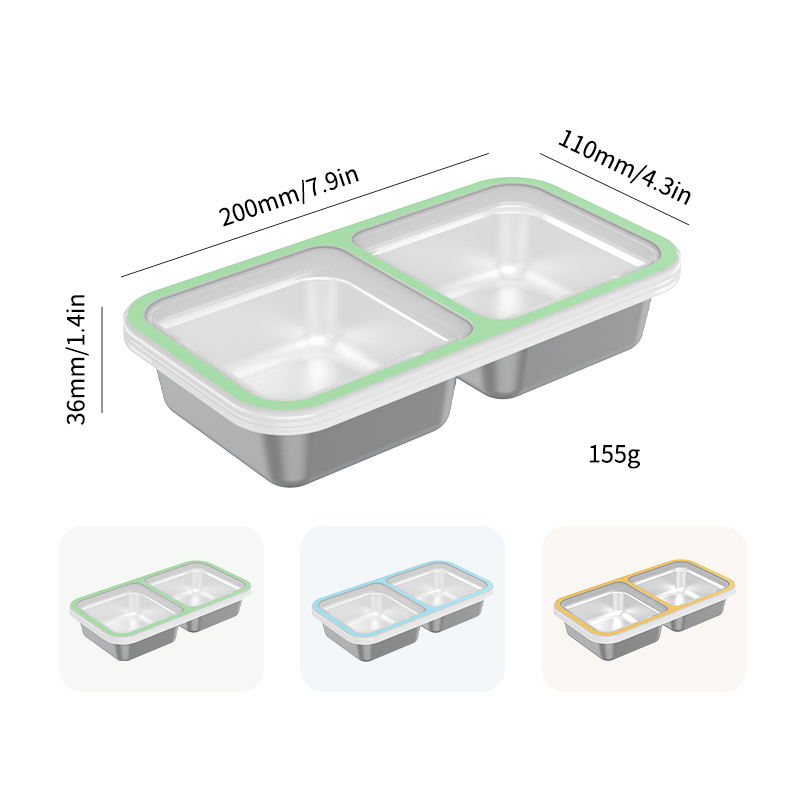 304 Stainless Steel Bento Box Eco Friendly Compartments School Tiffin Box Reusable Lunch Box Heatable Plastic Lid Leak Proof