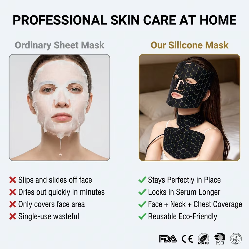 Professional Salon Style Standing Silicone LED Light Face Mask Mat Home Use Hand Held Skin Care Facial Mask