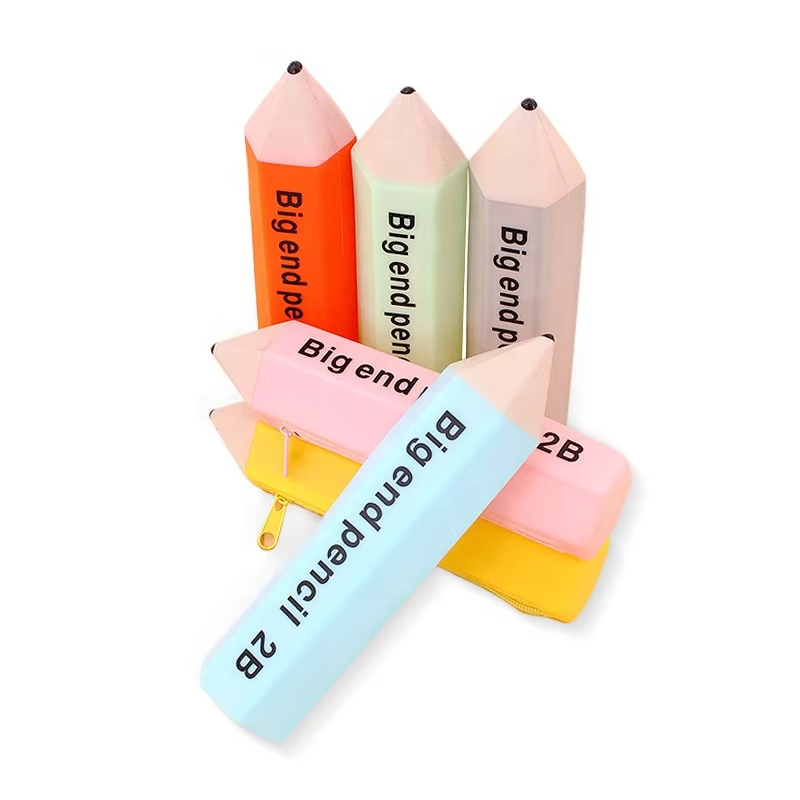 Custom Logo Silicone School Bag Pencil Case With Nylon Zipper for Cute School Supplies Stationery Students