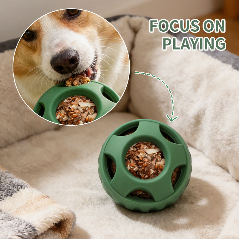 Silicone Dog Chew Toy Ball Durable Cartoon Dog Treat Holes Puzzle Food Dispenser Dog Toy Ring