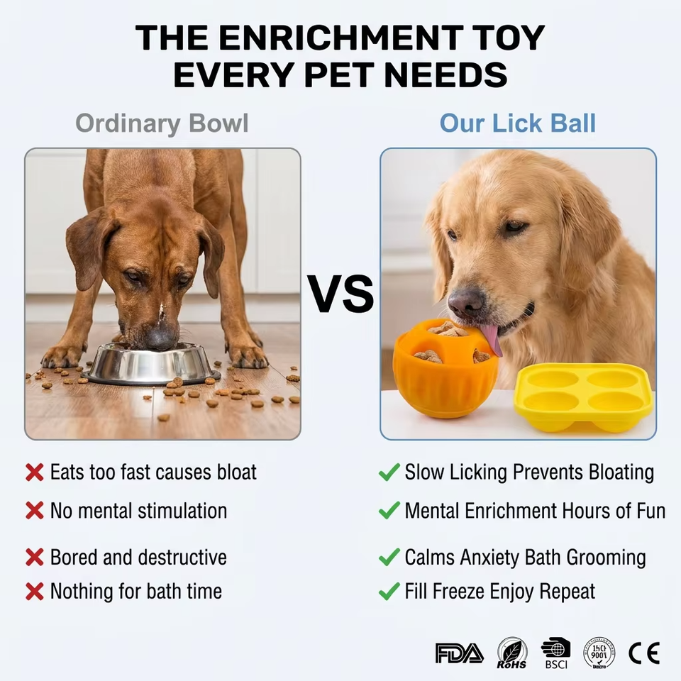 Wellfine Dog Licking Ball Pet Interactive Chew Toy Long-Lasting Keep Your Pup Distracted Safe Easy to Clean Fillable Dog Toys