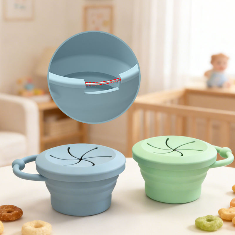 Foldable Silicone Cups with Lid Children's Tableware Toddler Snack Storage Container Gift Collapsible Cup