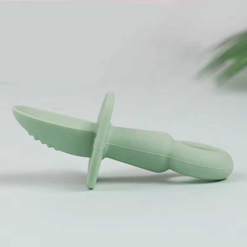BPA Free Silicone Baby & Toddler Feeding Utensils Children's Design Style-Safety Food Spoon Fork