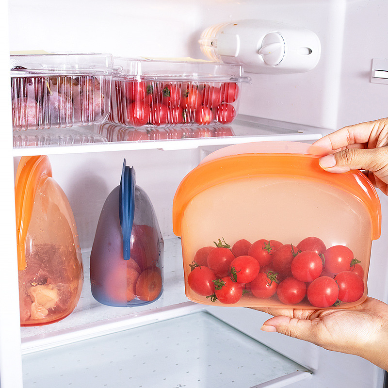 Wholesale BPA Free Eco Friendly Kitchen Fresh-Keeping Leakproof Reusable Storage Container Silicone Food Storage Bag