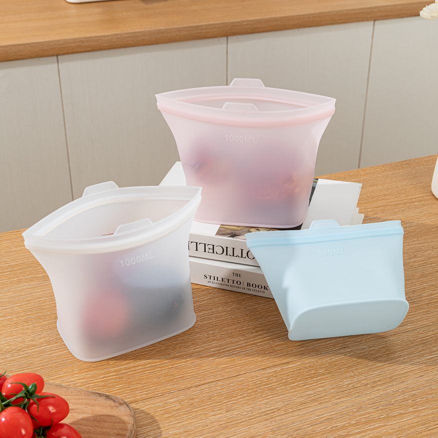 Microwave Safe Food Storage Bag Refrigerator Preservation Food Grade Silicone for Fresh Foods
