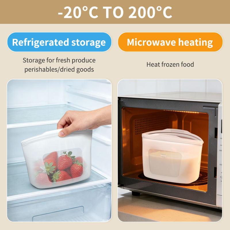 Food Grade Silicone Storage Bags Non-Toxic Freezer Safe with Classic Design Foldable Set for Kitchen Medical Kit Storage