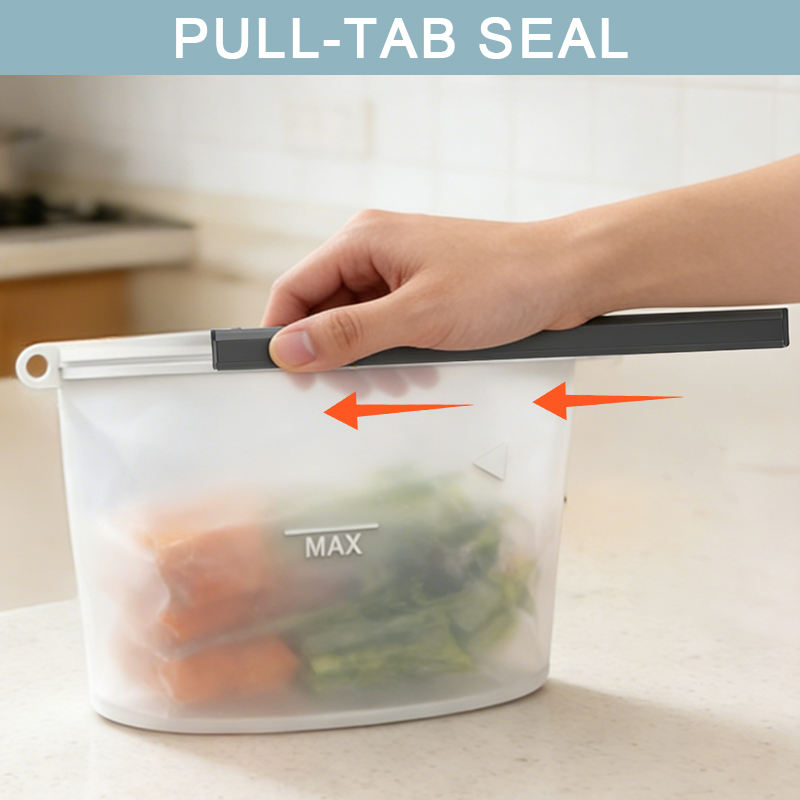 Leak-proof Premium Silicone Reusable Food Storage Bag Freezer Microwave Safe Food Storage Pouch