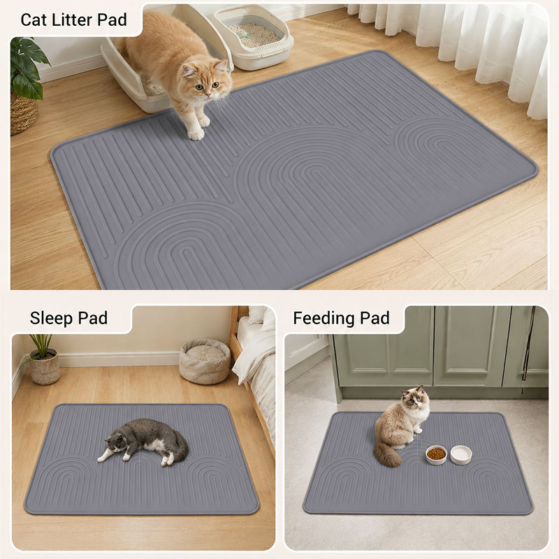 Modern Anti-Splash Cat Litter Mat Large All Seasons Grey Diatomite Toilet Mat