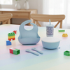 BPA Free Toddler Silicone Baby Feeding Supplies Snack Food Dinnerware Silicone Cup Bib Suction Plate Bowl Spoon and Fork Set