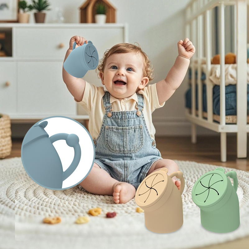 Silicone Baby Snack Cup with Grip Handle - Spill Proof