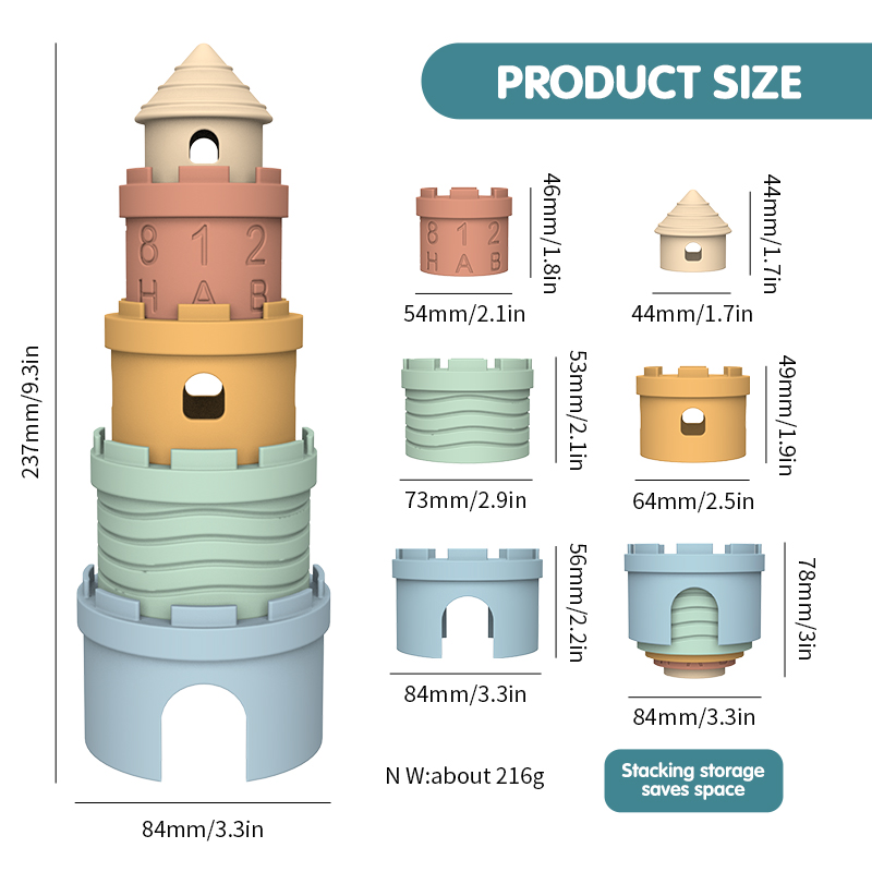 Montessori Stacking Toys for Babies - Silicone Castle Blocks 