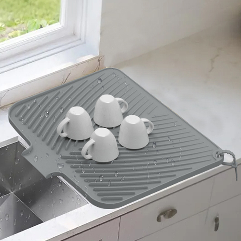 Silicone Dish Drying Mat - Non-Slip Heat Resistant Drain Pad