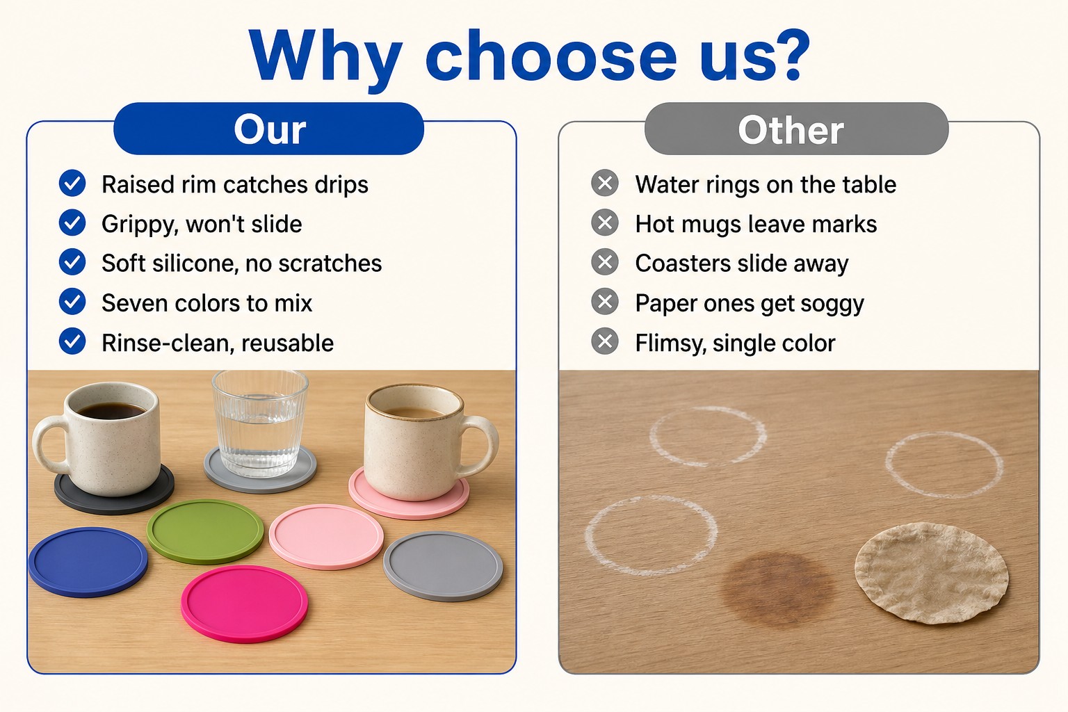 <p><b>Why Choose Our Silicone Coasters for Home Hosts</b></p> <link href="https://fonts.googleapis.com/css?family=Inter" rel="stylesheet" type="text/css" />