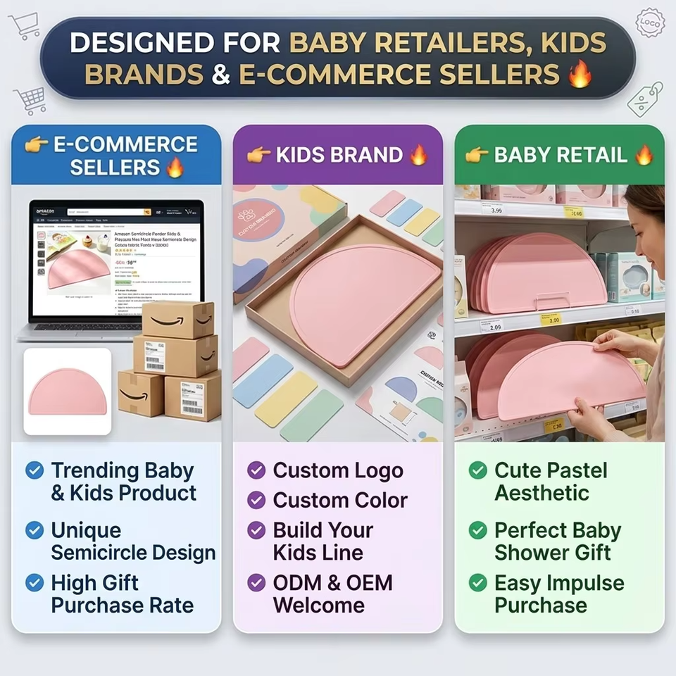Wholesale Custom Classic Baby Round Silicone Placemat Custom Logo Colorful Food Grade Stain-resistant Kids Tableware Mat