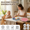 Wellfine BPA Free Kids Feeding Set Flower Plate Wholesale Dishes Baby Silicon Suction Plate Tableware Baby Plate With Lid