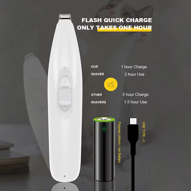 Rechargeable Dog Trimmer Paws With LED Light Dog Paw Trimmer Waterproof Low Noise Paw Trimmer