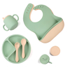 Custom Design Color Food Grades Silicone Baby Bib Dinnerware Sets Bowl Kids Dining Silicone Baby Feeding Set Kids Dining Set