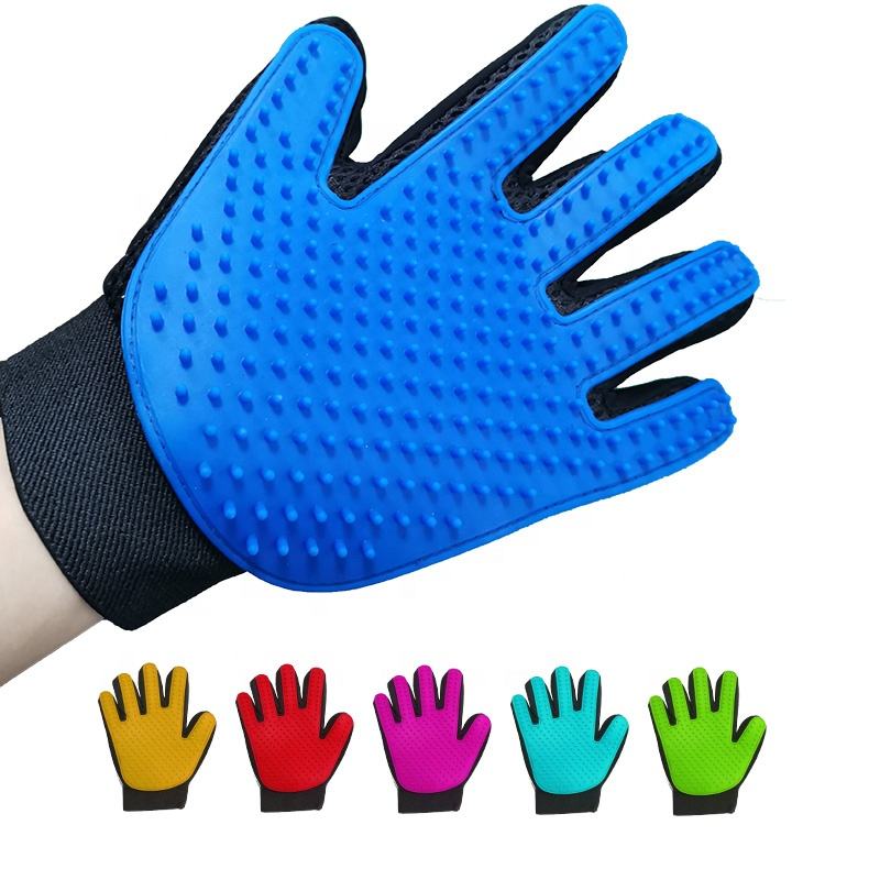 2 in 1 Five Fingers Hair Removal Silicone Pet Cat Cleaning Hair Remover Grooming Deshedding Bathing Brush Gloves
