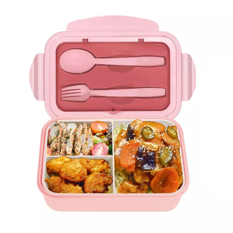 Wellfine Fiambrera Bento dividida para ni&ntilde;os, 3 compartimentos, contenedores de almuerzo escolares de f&aacute;cil apertura para ni&ntilde;as y ni&ntilde;os