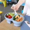Portable Kids Bento Lunch Box BPA-Free Silicone Food Grade Storage Container with 2 Compartment