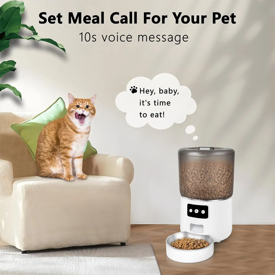 Wellfine Portable Smart Pet Feeder 1.5kg USB Dry Food Dispenser 4L Stainless Steel Dog Cat Bowls