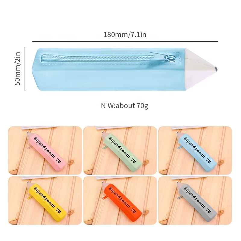 Custom Logo Silicone School Bag Pencil Case With Nylon Zipper for Cute School Supplies Stationery Students