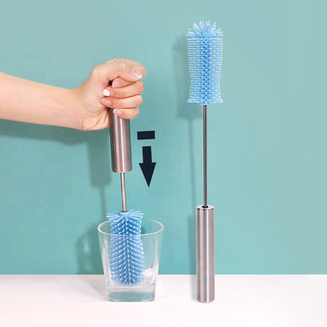 Custom Silicone Baby Brush Bottle Reusable Baby Bottle Brush for Cleaning