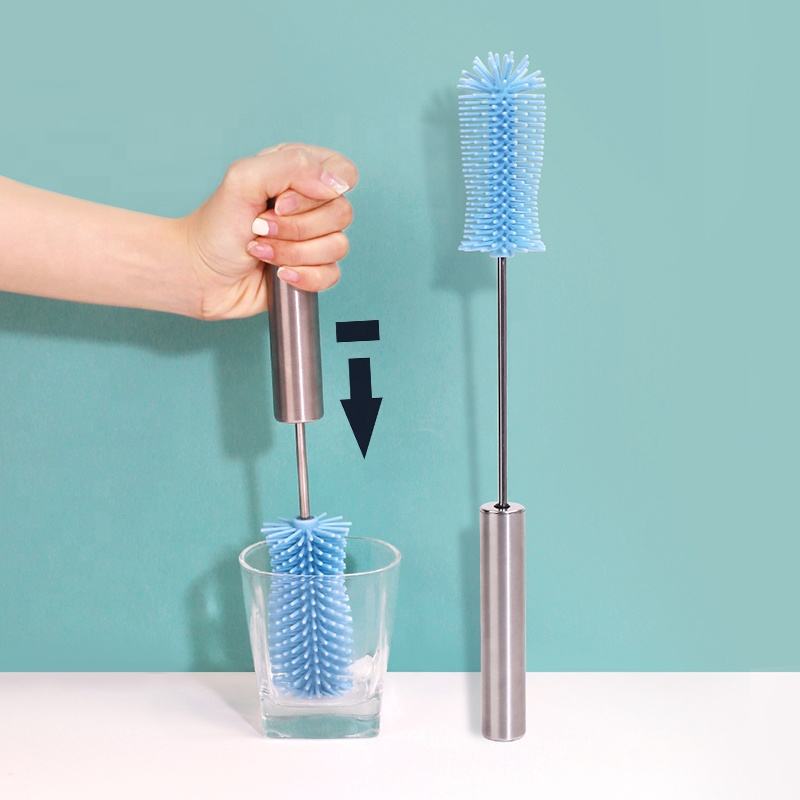 Custom Silicone Baby Brush Bottle Reusable Baby Bottle Brush for Cleaning