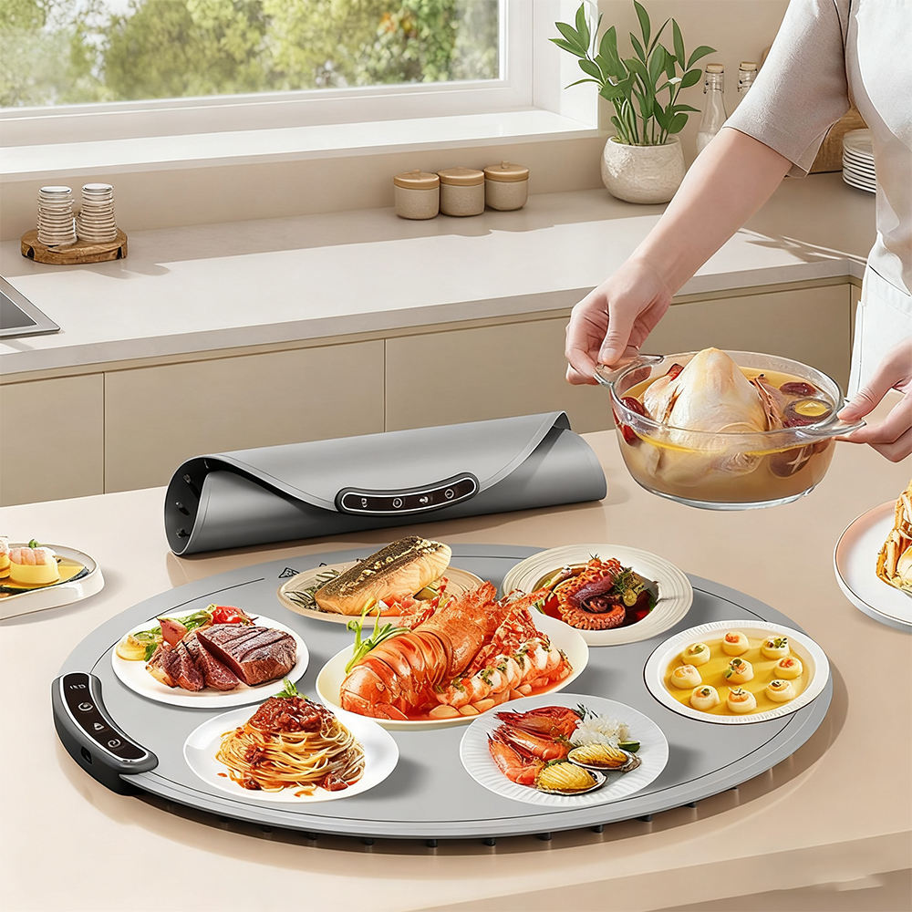 Plateau chauffant &eacute;lectrique en Silicone, tapis chauffant pour aliments, plaques chauffantes pour Buffet enroulable, coussin chauffant pour f&ecirc;tes, voyage &agrave; domicile