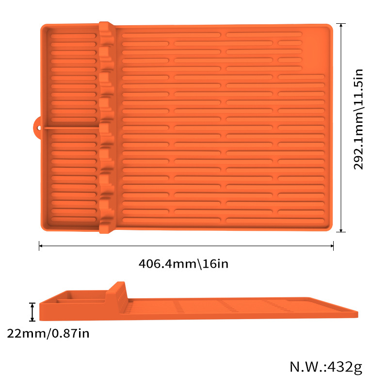 Factory Food Grade Silicone Griddle Tools Mat Large Spatula Mat with Drip Pad for Outdoor Grill Kitchen Countertop