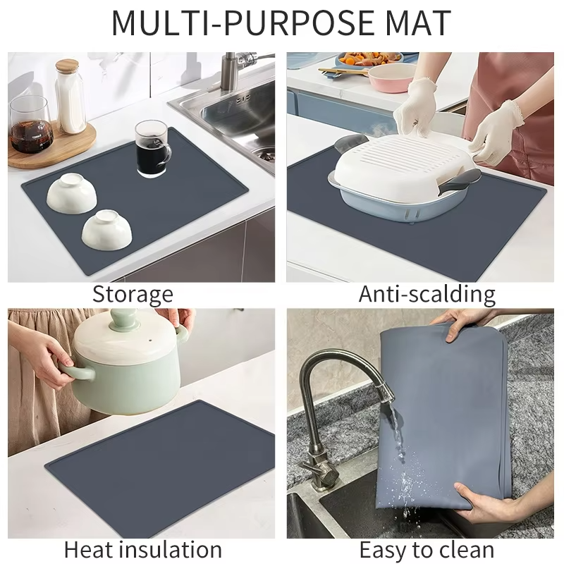 Heat Resistant Mat for Air Fryer Site On, Waterproof Silicone Mats for Kitchen Counter No-slip Silicone Countertop Protector Mat