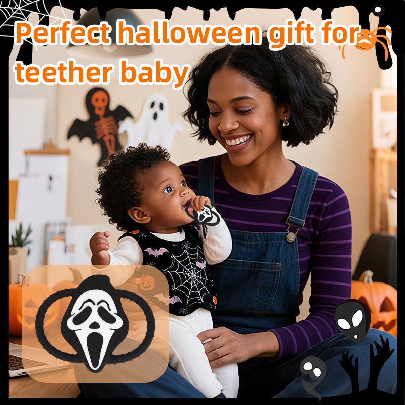 Juguete suave unisex de Teether de la calabaza de Halloween de la salud del silic&oacute;n del OEM del nuevo estilo para los ni&ntilde;os
