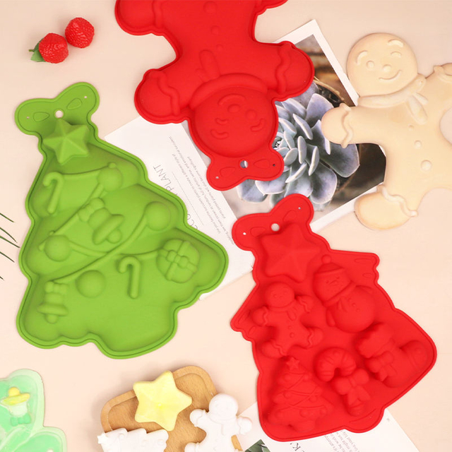 Christmas Tree Silicone Baking Mold - Food Grade Holiday Themed Pan for DIY Cookies Candies Chocolate Cake Bread