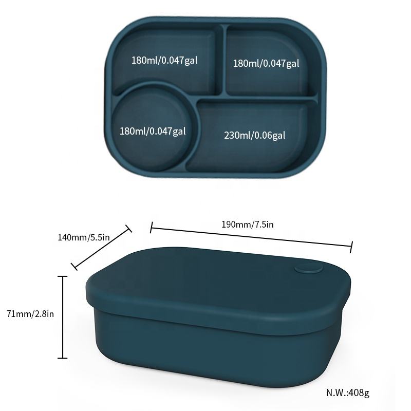 ECO Friendly Portable Click to Go Silicone Bento Office Lunch Box Set With Compartment for Kids Children's Adult