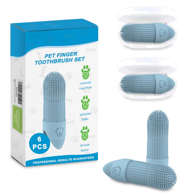 Wellfine Food Grade Silicone Dog Finger Toothbrush Fits Most Fingers Pet Finger Brush Dog Cat Teeth Cleaning Brush