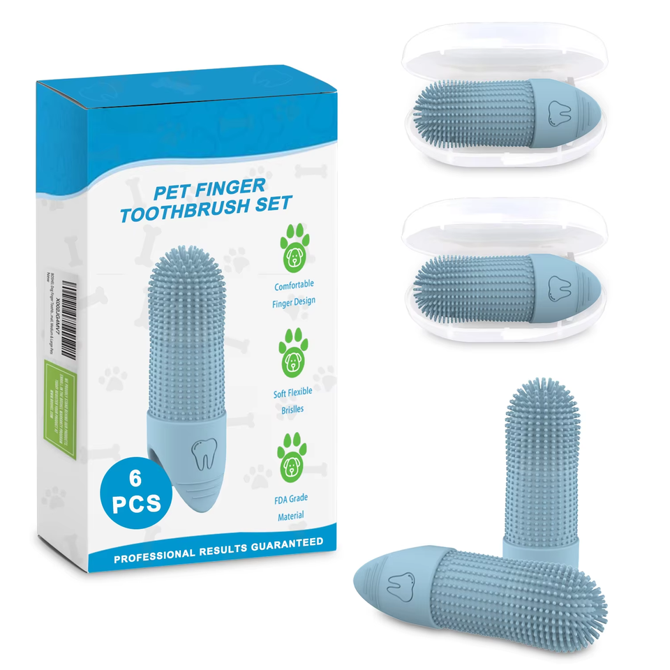 Wellfine-cepillo de dientes de silicona de grado alimenticio para dedos de perros, se adapta a la mayor&iacute;a de los dedos, cepillo de limpieza de dientes para perros y gatos