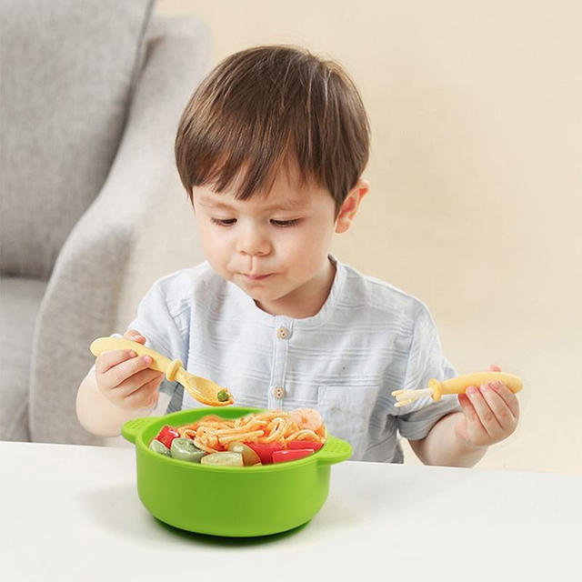 2025 New Arrivals Bpa Free Food Grade Kids Dinnerware Feeding Bowl Custom Silicone With Plastic Baby Bowl