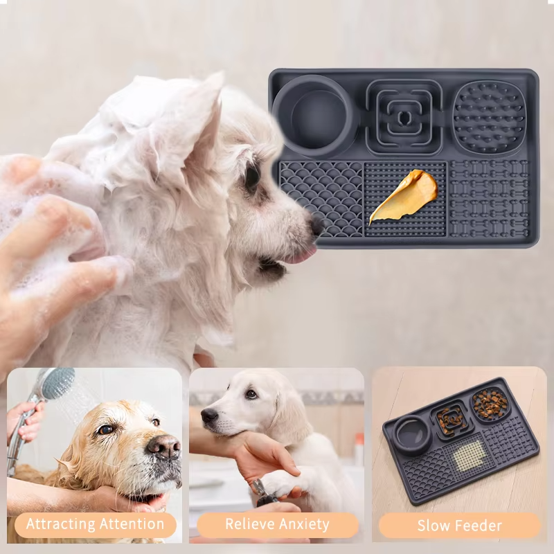 ソリッドパターンのモダンな滑り止め犬ボウル食品グレードのシリコーンペットなめるマット環境に優しい自動ペットフィーダーウォーターフード用