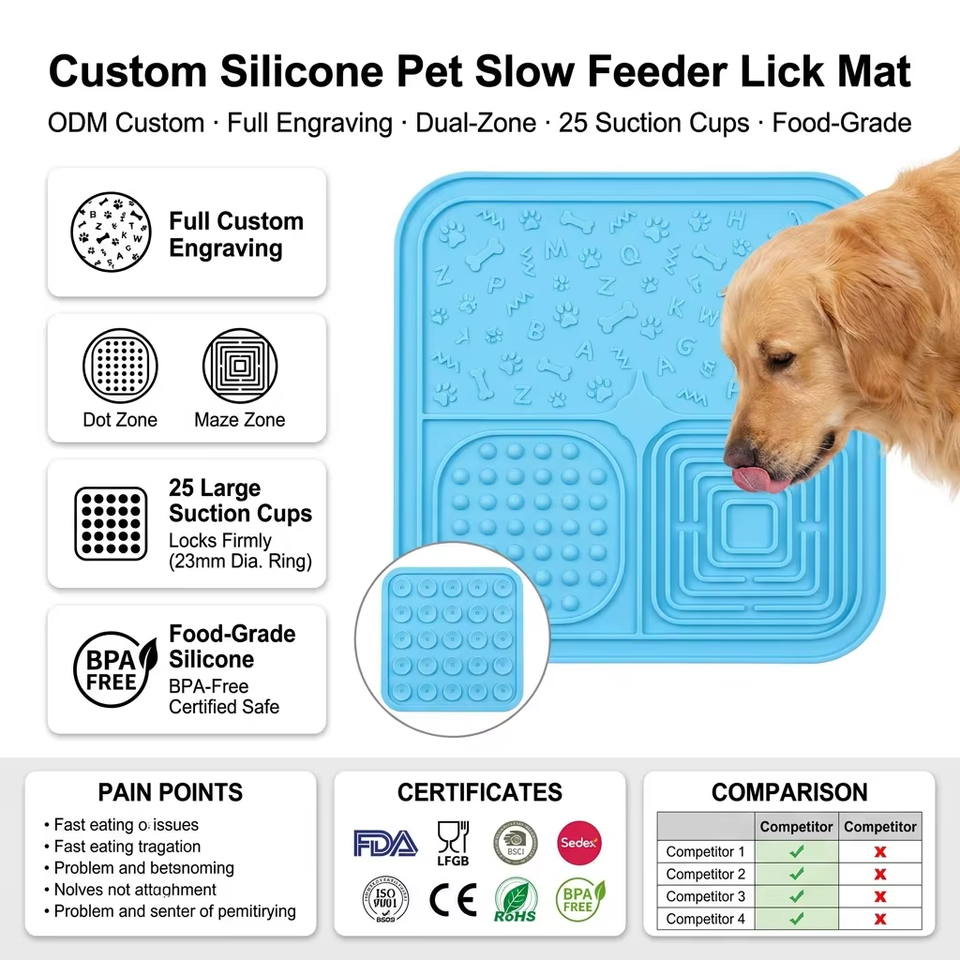Wholesale Slow Feeder Dog Bowls Lick Mat Anti-Slip Durable Plastic Silicone Interactive Toy for Large Medium Small Dogs Cats